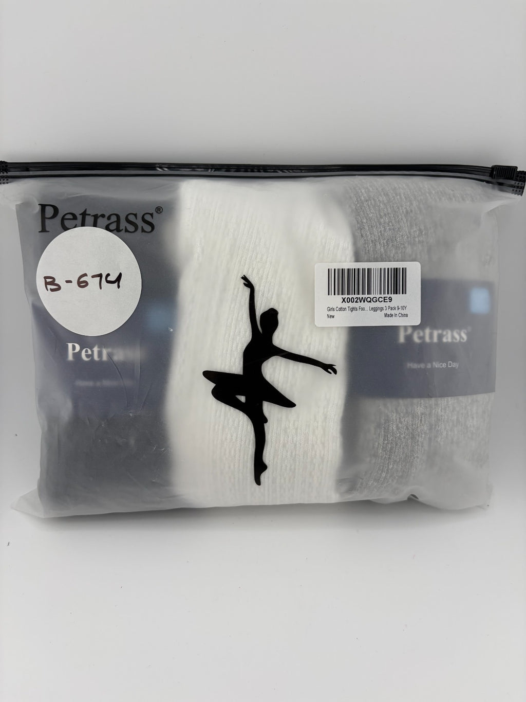 NEW Petrass Cotton Tights Girls 9-10 Years Cable Knit Seamless Dance - 3 Pack