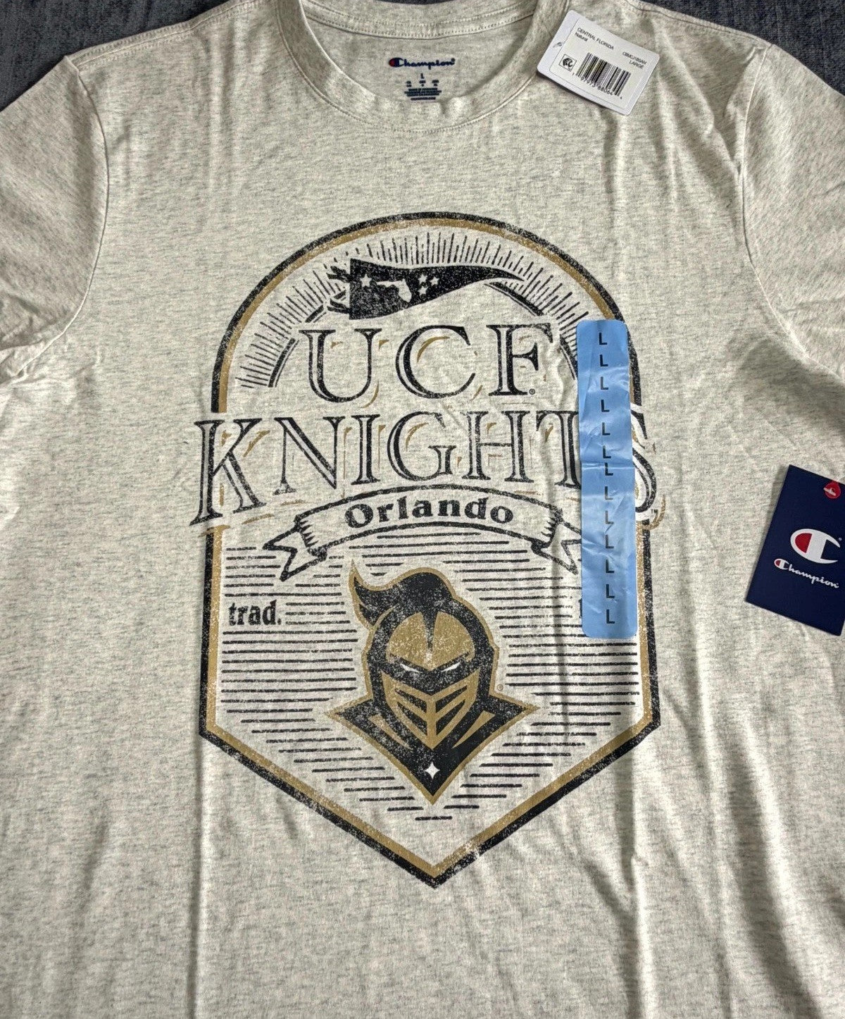 NWT Champion UCF Knight T-Shirt Men's Large Gray Crew-Neck Short Sleeve Pullover