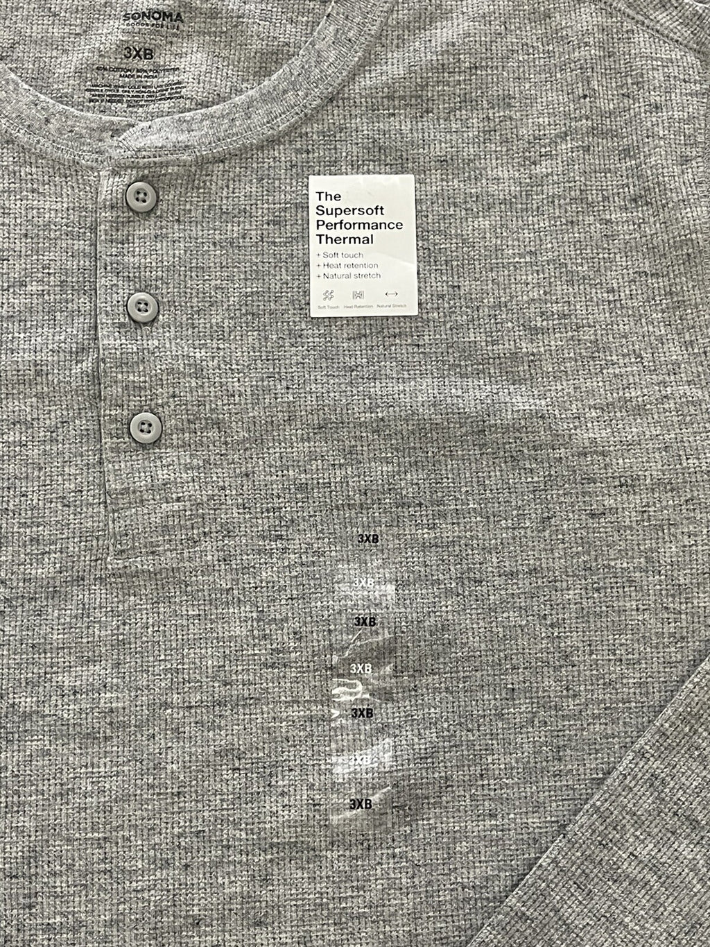 NEW Sonoma Mens Big & Tall Super Soft Modern Crewneck 3 button Sweater Size 3XB