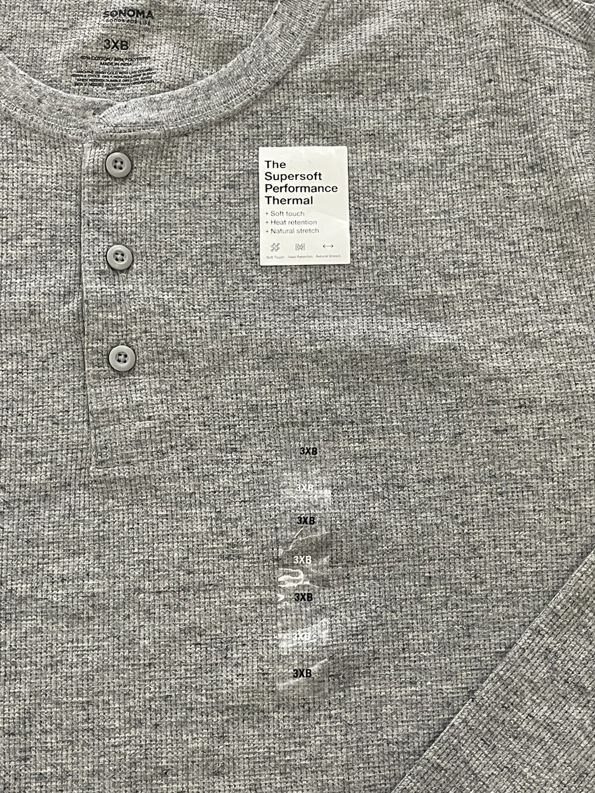 NEW Sonoma Mens Big & Tall Super Soft Modern Crewneck 3 button Sweater Size 3XB