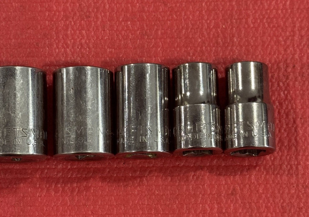 Vintage Craftsman 9pc Set 1/2" Drive 12PT  SAE Shallow Socket Set Made In USA
