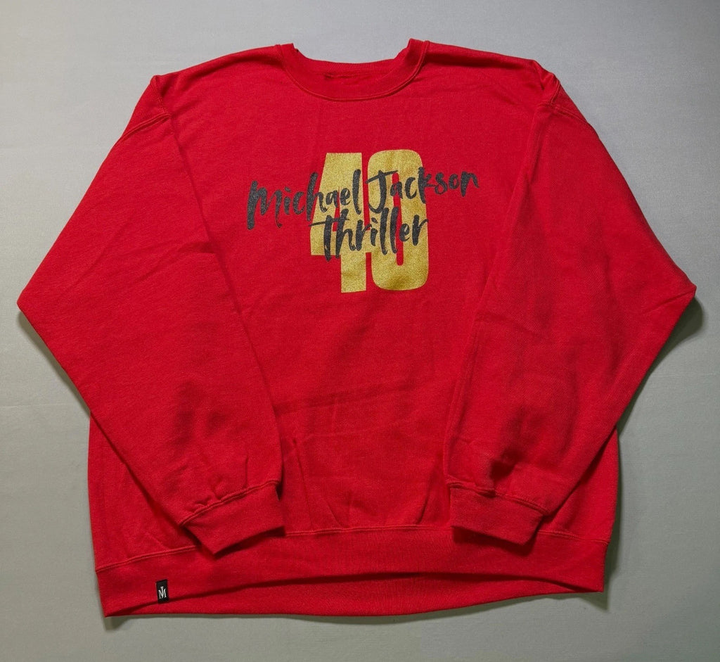 Michael Jackson Thriller 40 Crewneck Fleece Sweatshirt Men's 2XL Red 100% Cotton