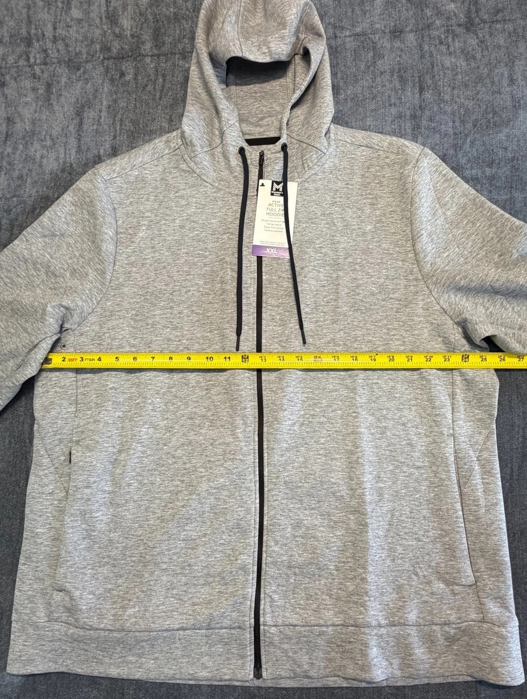 NWT Member's Mark Everyday Full Zip Active Hoodie Men's XXL Gray Long Sleeve