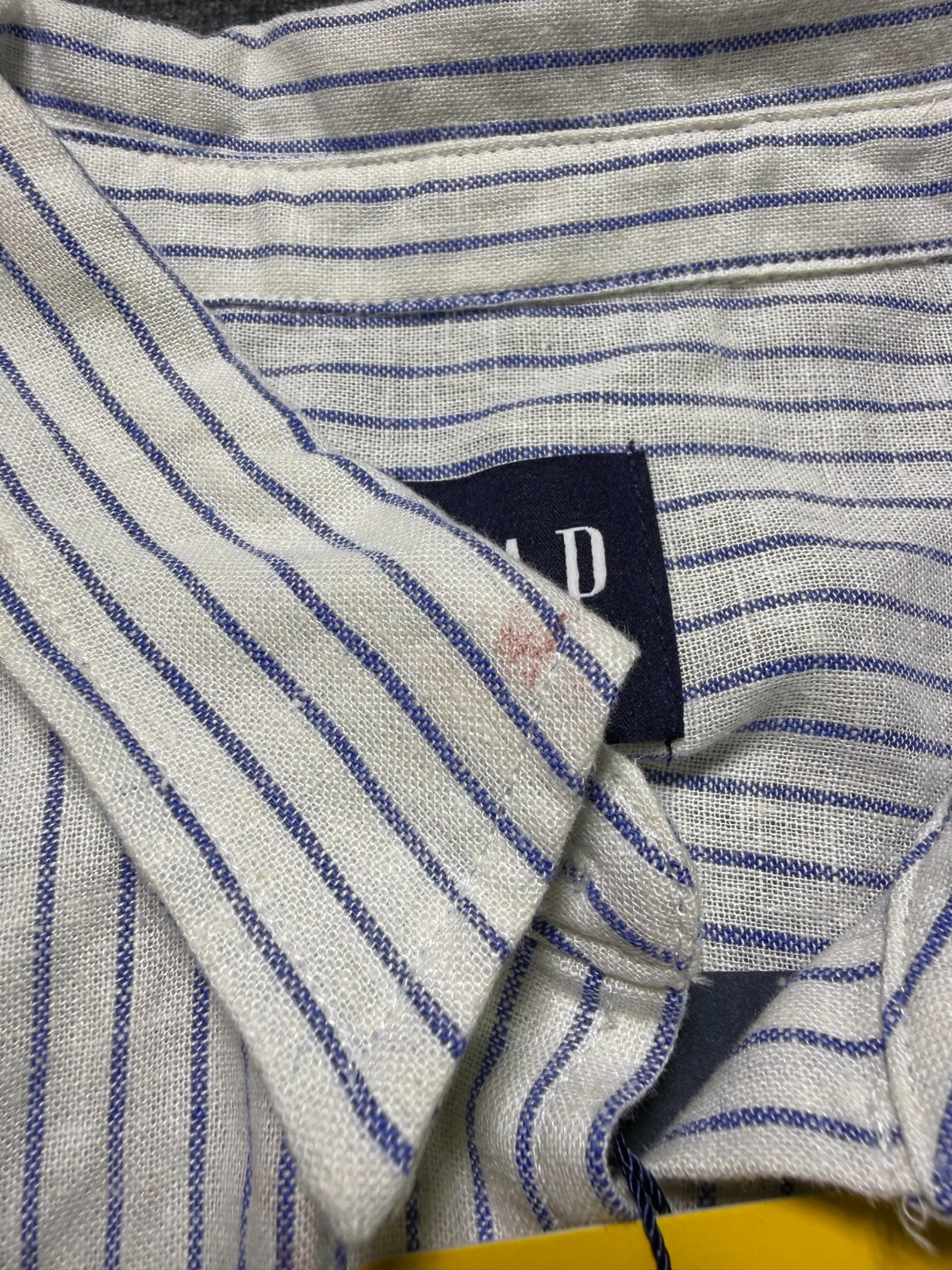 NWT Gap Striped Linen Button-Up Shirt Women's Medium White Long Sleeve Collared