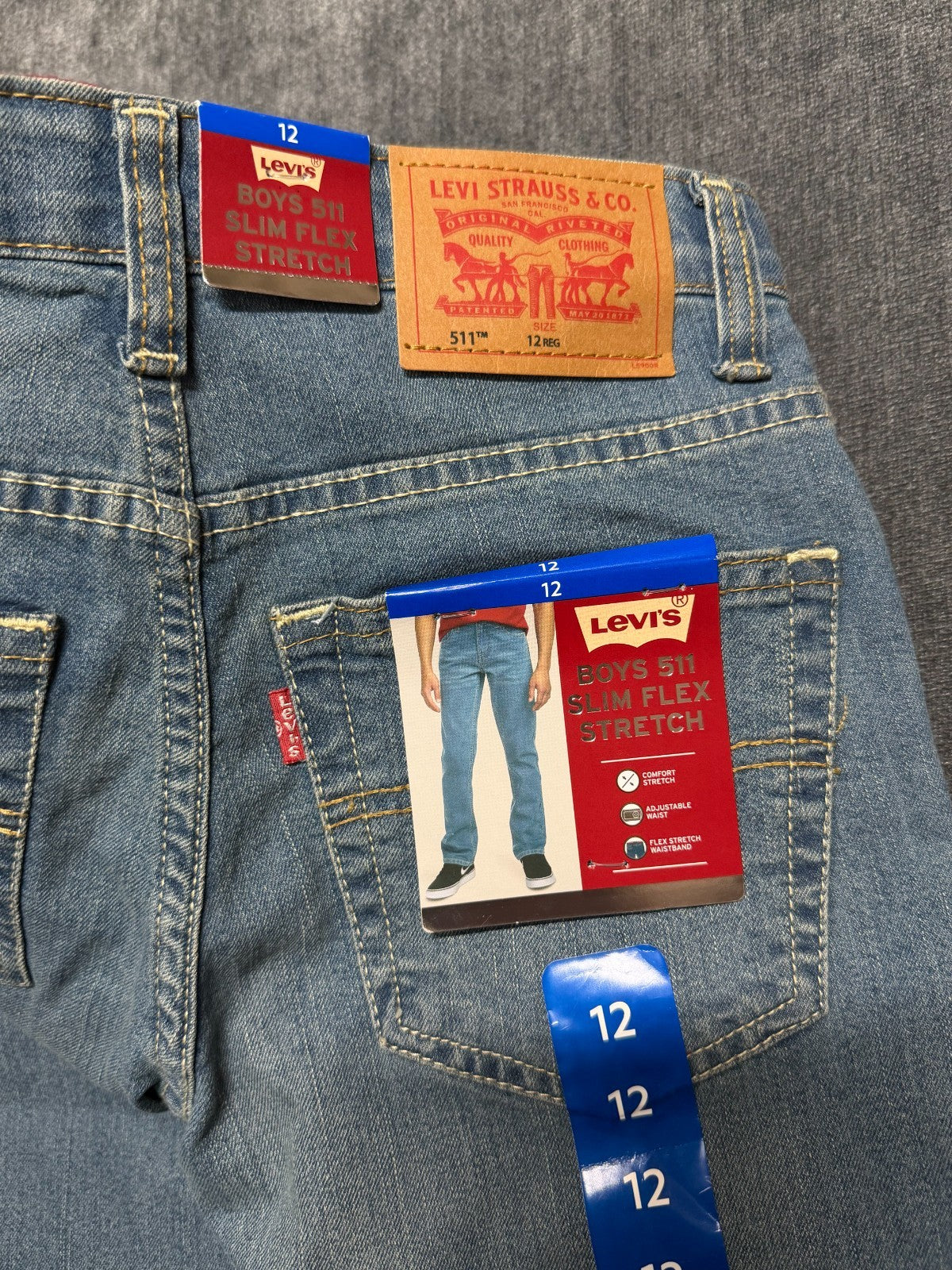 NWT Levi's 511 Slim Flex Stretch Jeans Boys 12 West Lake Comfort Stretch Pockets