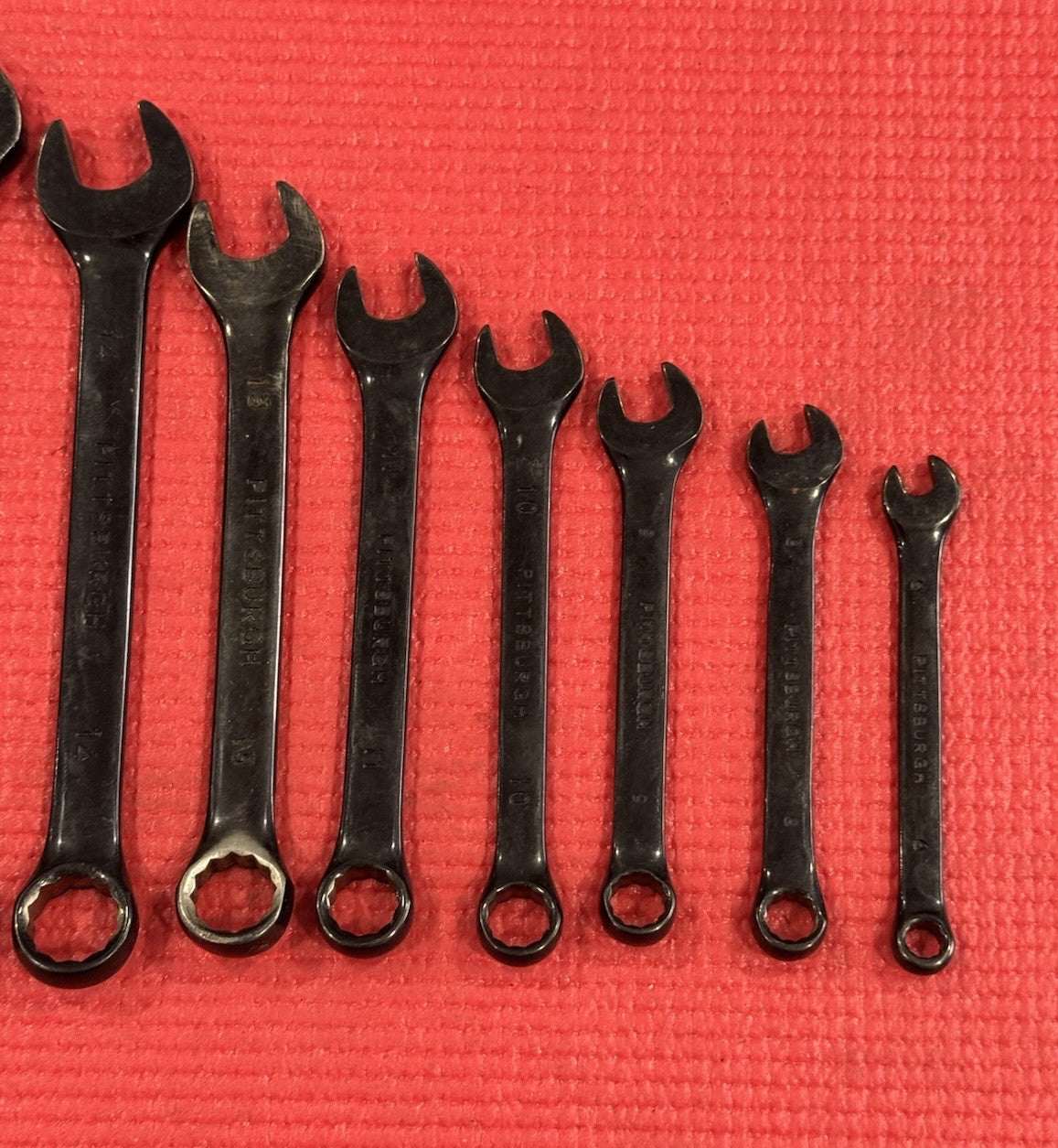 Vintage Pittsburgh 8 Pc Set Black Metric Combination Wrench Drop Forged 12 Point