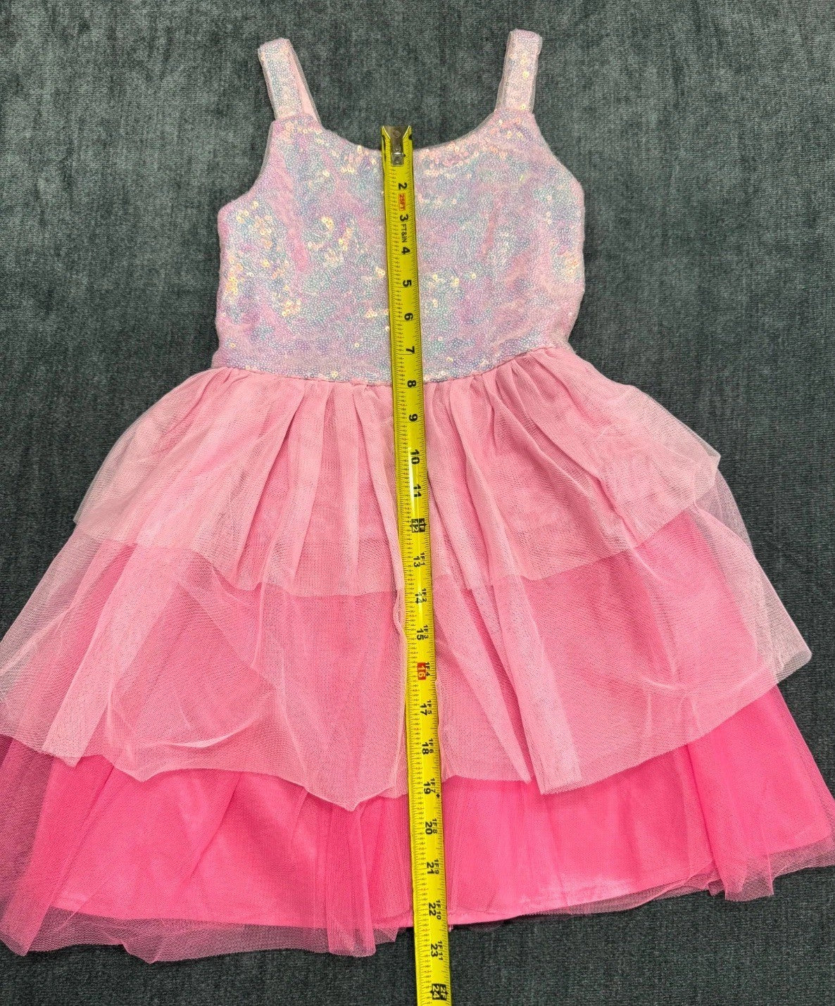 NWOT Zunie Knee Length Lined Layered Dress Pink Sleeveless Girls Size Medium 7/8