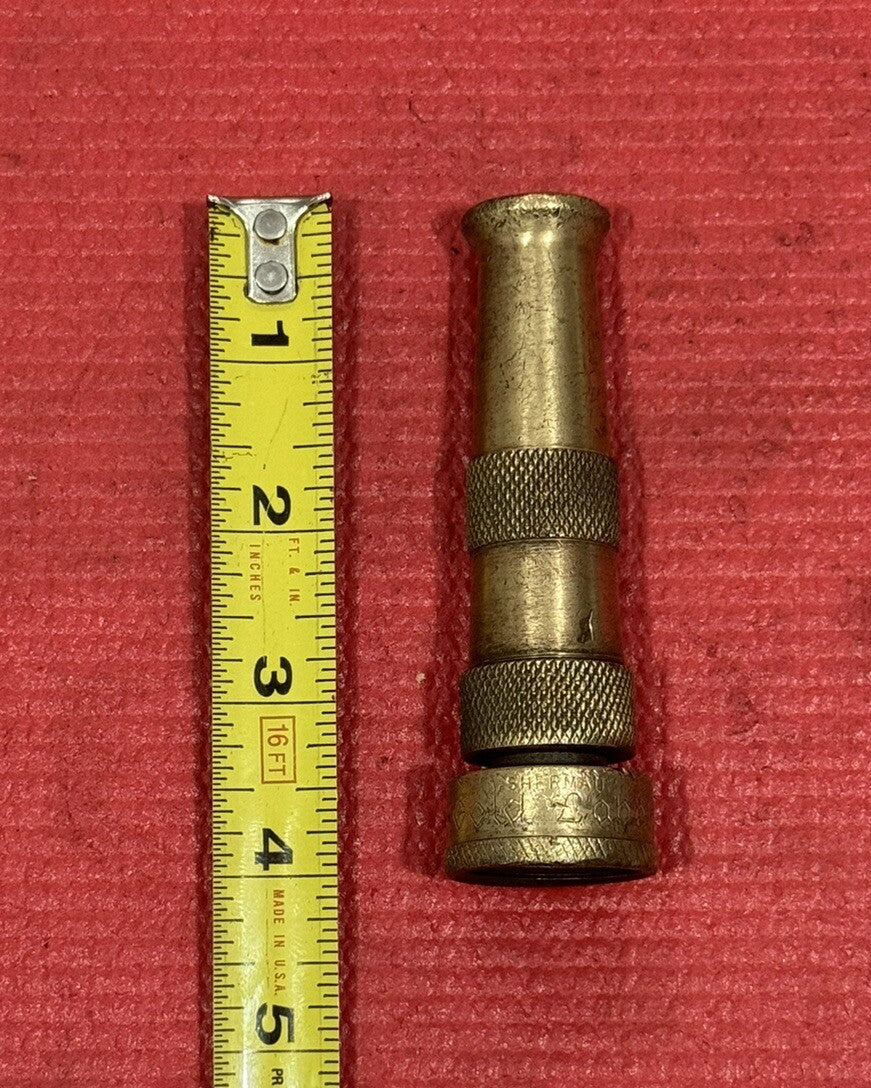 Vintage SHERMAN GOLD LABEL Brass Water Garden Hose Nozzle USA 4”