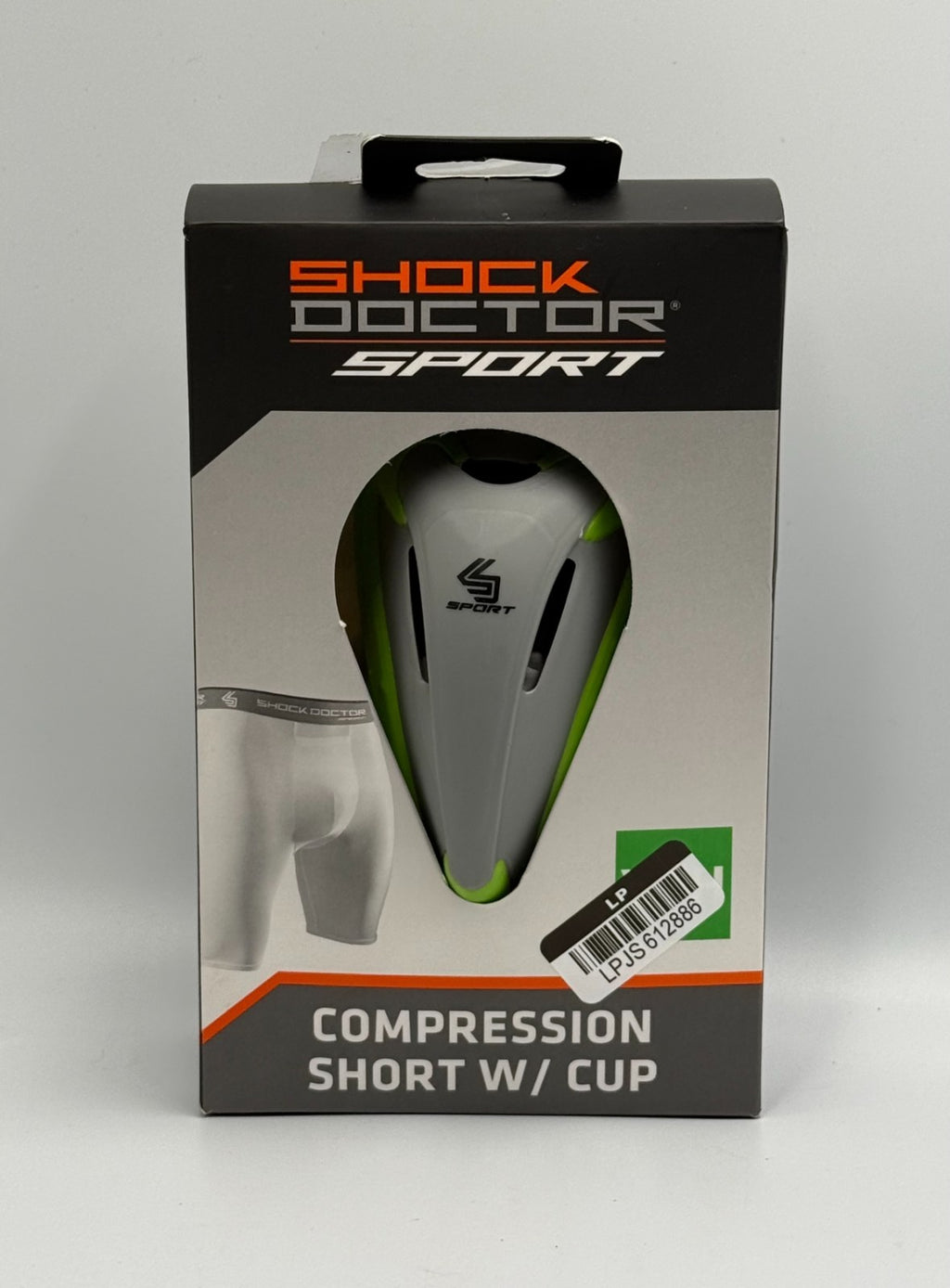 New Shock Doctor Sport Gray Lime Compression Short with Protective Flex Cup