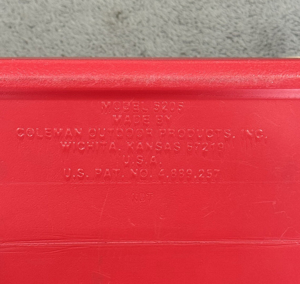 Vintage Coleman Red Flip Top Lid Personal Mini Cooler 5205, 6 Pack Lunchbox