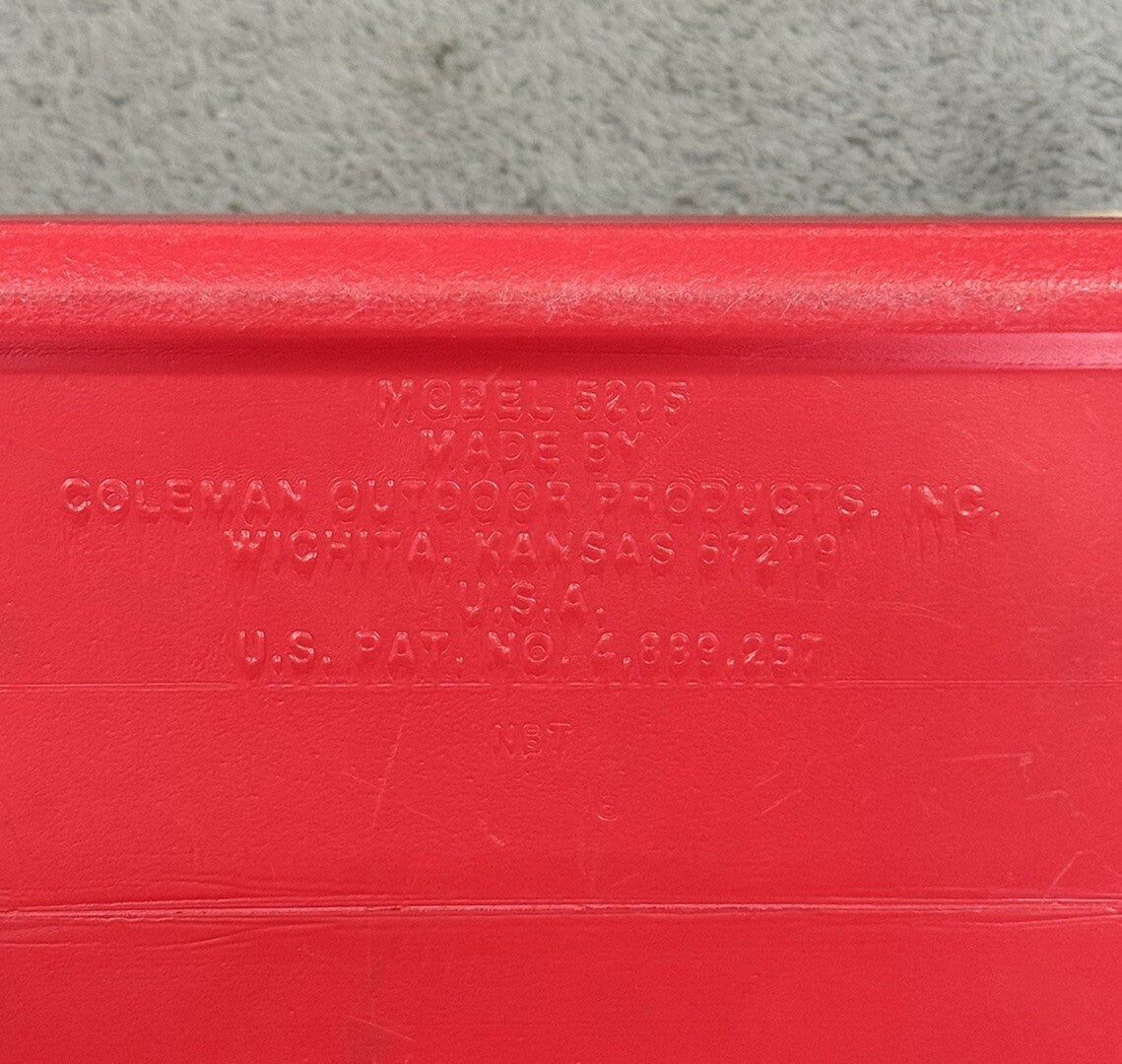 Vintage Coleman Red Flip Top Lid Personal Mini Cooler 5205, 6 Pack Lunchbox