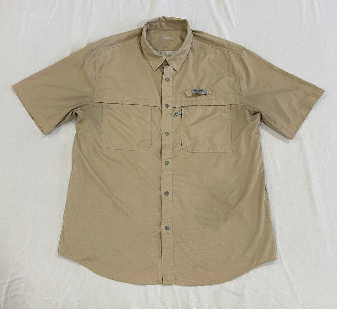 Field & Stream fishing shirt men short sleeve Back Vented Size L Large Khaki B1