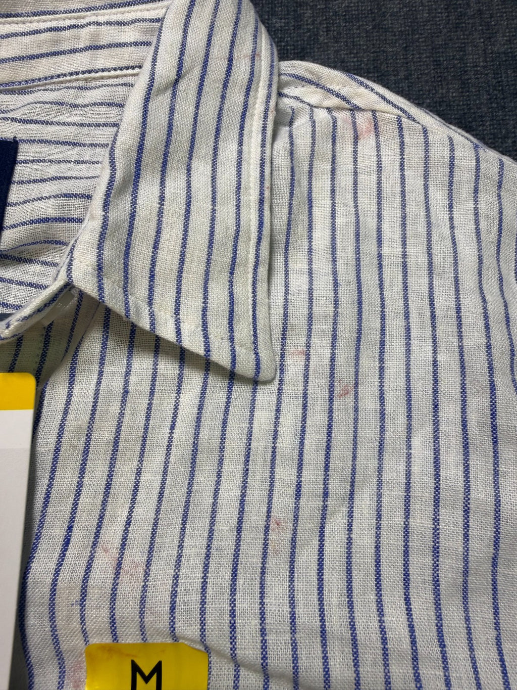NWT Gap Striped Linen Button-Up Shirt Women's Medium White Long Sleeve Collared