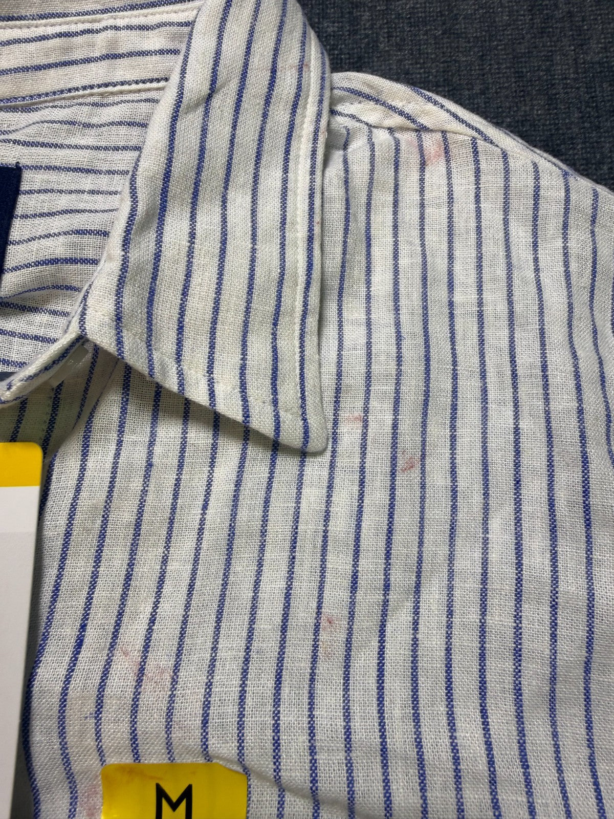 NWT Gap Striped Linen Button-Up Shirt Women's Medium White Long Sleeve Collared