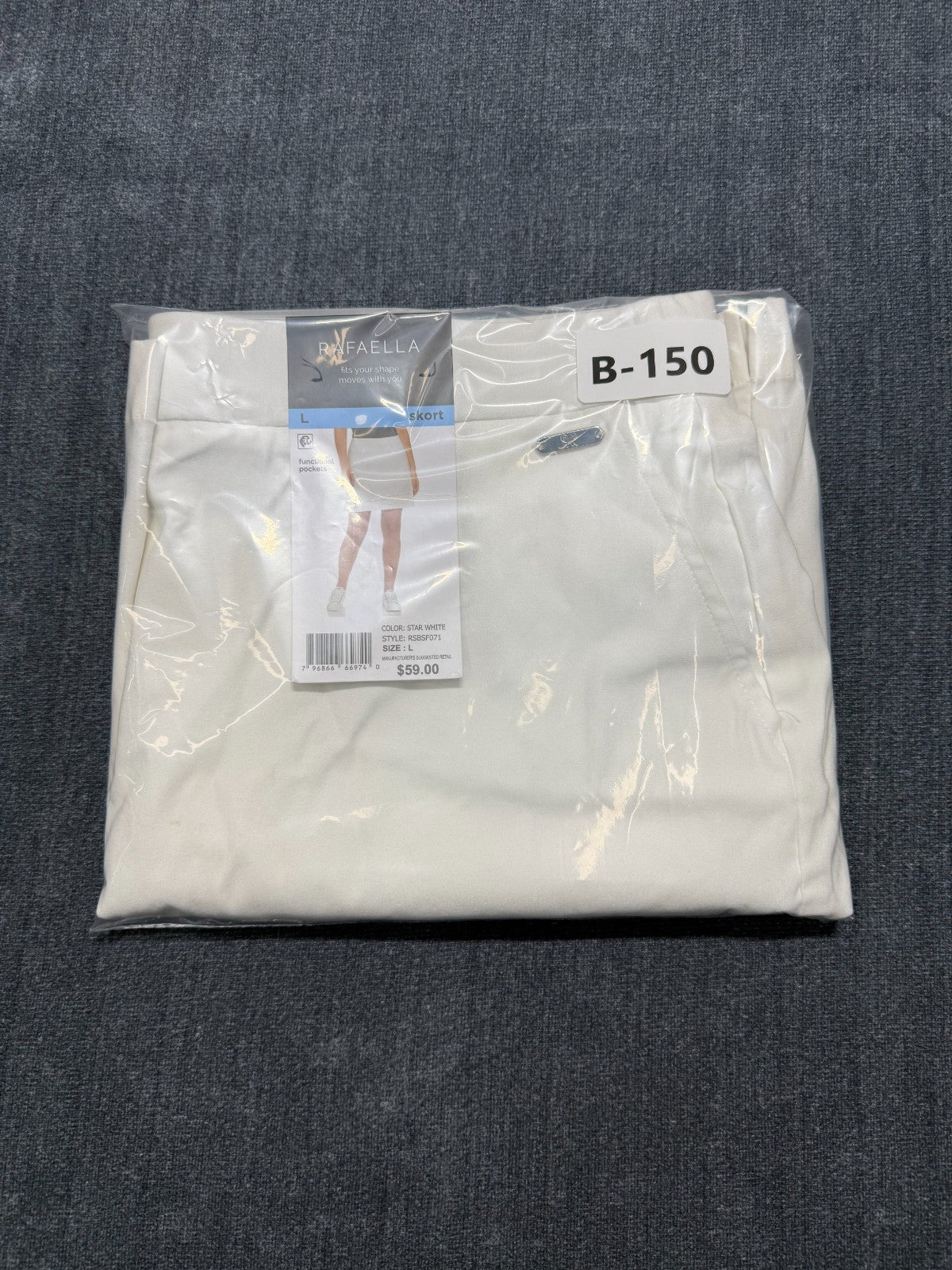 NWT Rafaella Comfort Waistband Skort Women's Large White Front Pockets Stretch