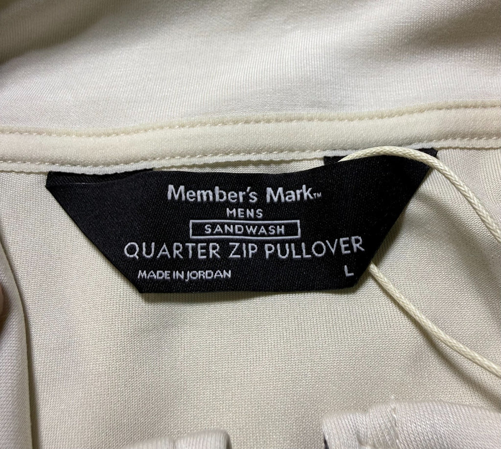 Member's Mark Sandwash Quarter-Zip Pullover Men Large Beige Eco-Conscious Fabric