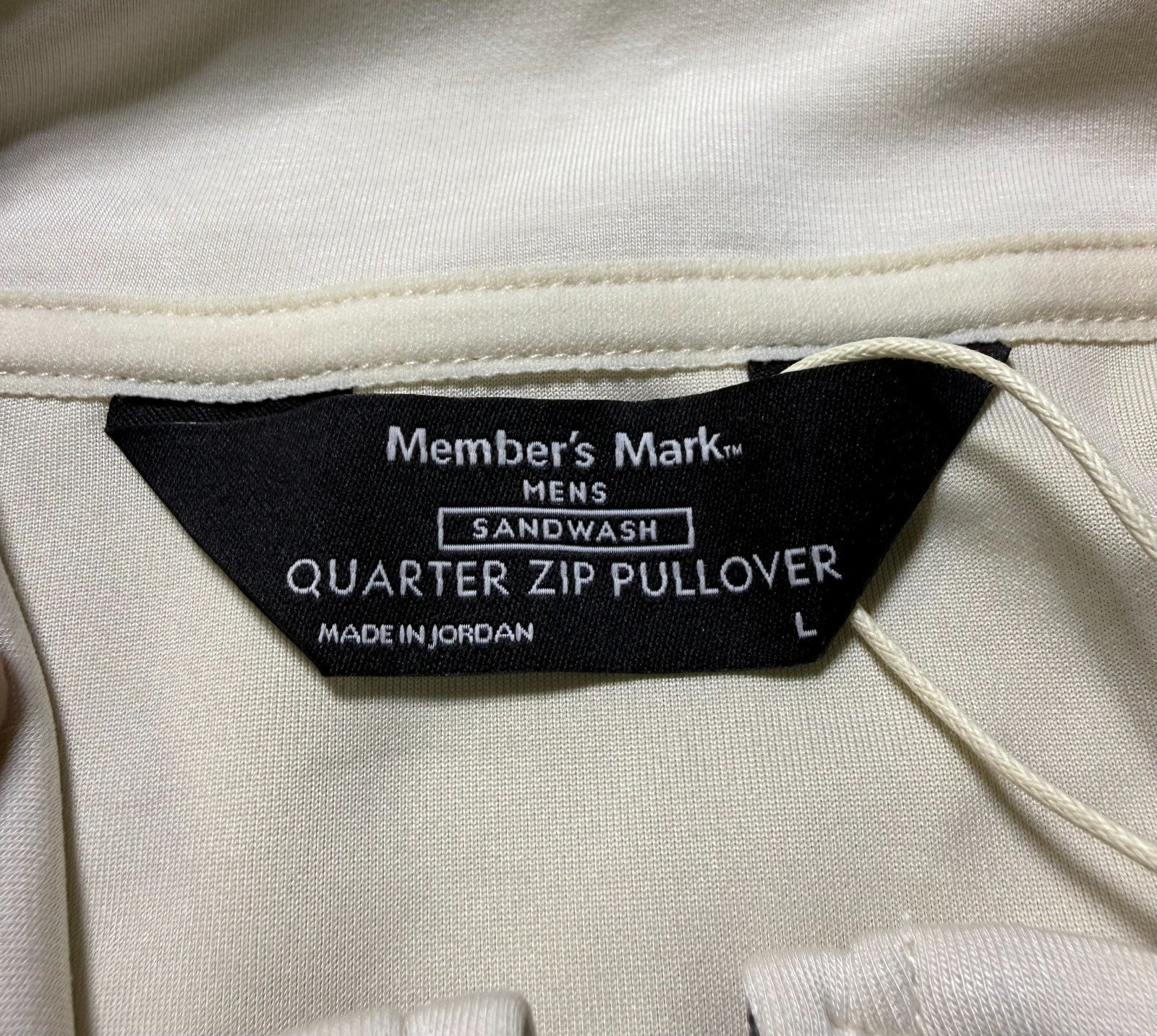 Member's Mark Sandwash Quarter-Zip Pullover Men Large Beige Eco-Conscious Fabric