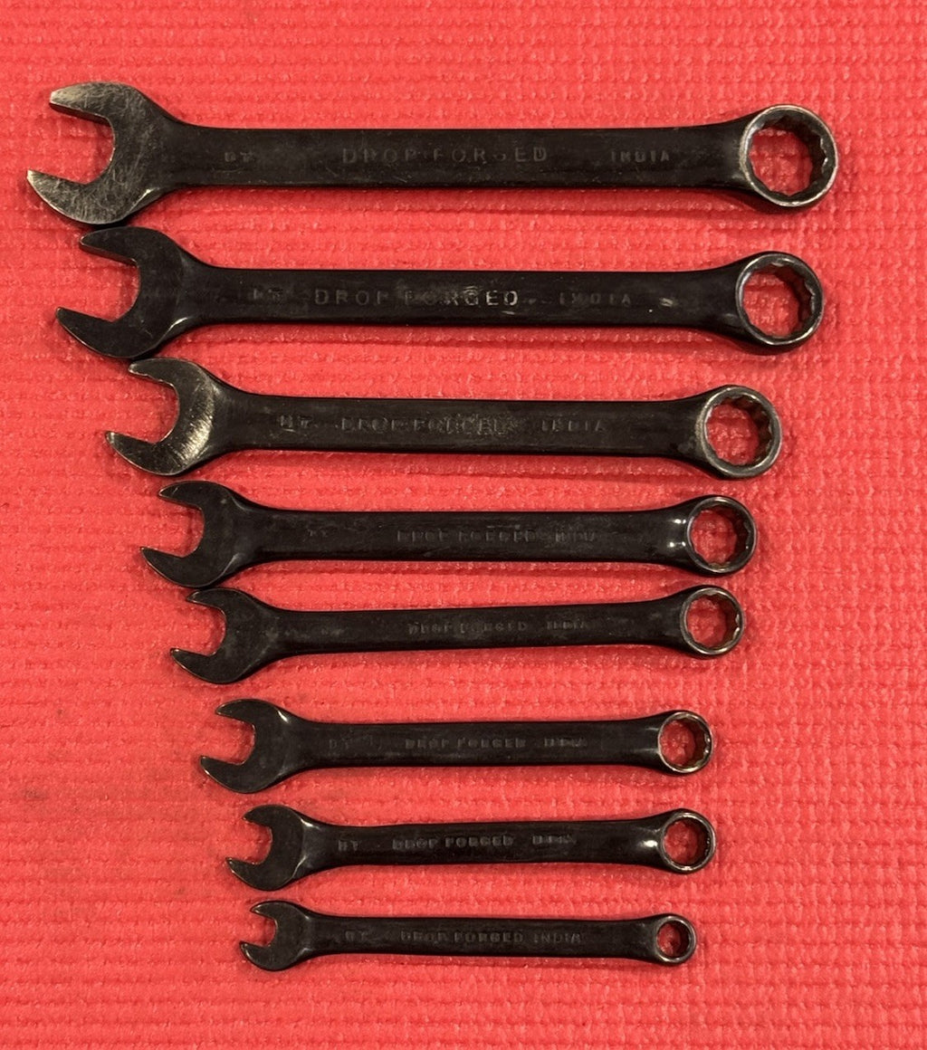 Vintage Pittsburgh 8 Pc Set Black Metric Combination Wrench Drop Forged 12 Point