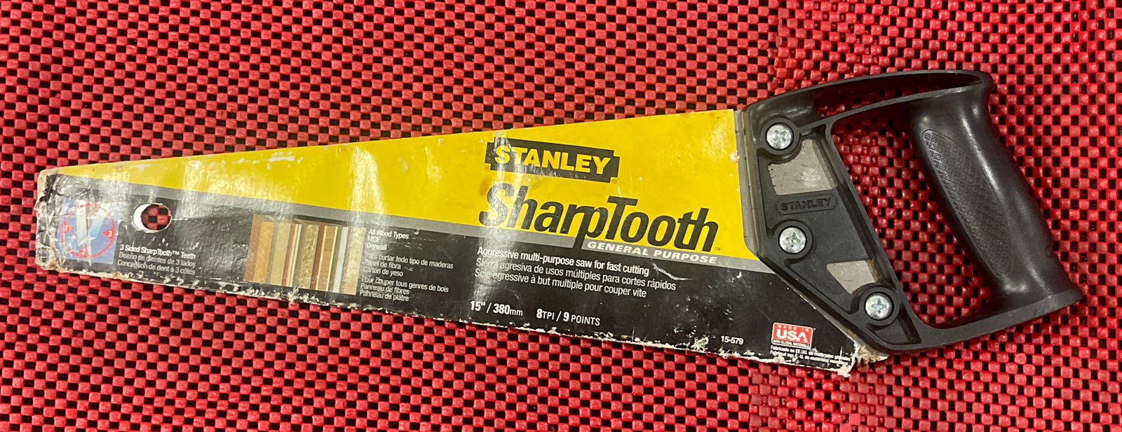 Stanley 15-579 Sharp Tooth 15" 380mm 9 Points per Inch Hand Saw Model USA N2