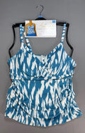 Anne Cole Limited Edition Tankini Swim Top Women's Large Blue Ikat Print Preppy