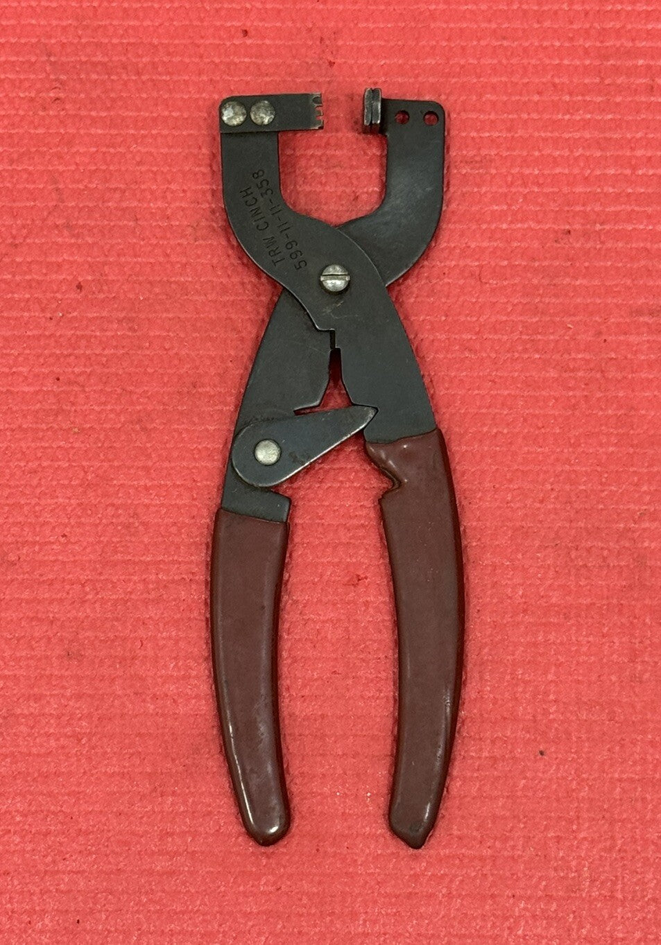 Vintage TRW Cinch 599-11-11-358 Hand Crimper Tool Red Handle