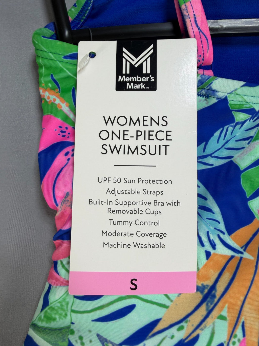 Member's Mark One-Piece Swimsuit Women Small Multicolor Floral Adjustable Strap