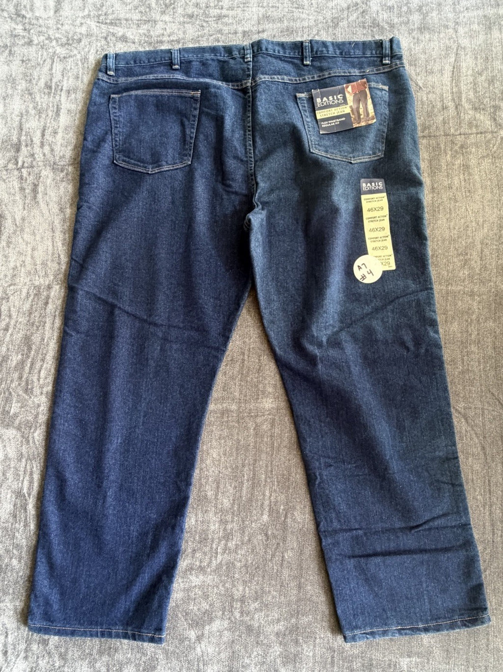 Basic Editions Regular Fit Flex Men’s 46W X 29L Denim Blue Dark Jeans NWT