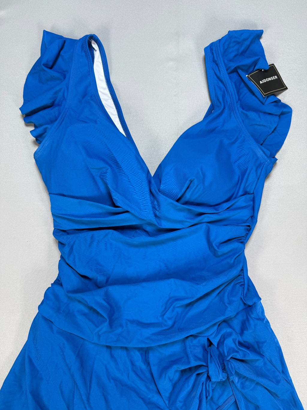 NWT Aidonger One Piece Swimsuit Womens Medium Royal Blue Ruffle Tummy Control