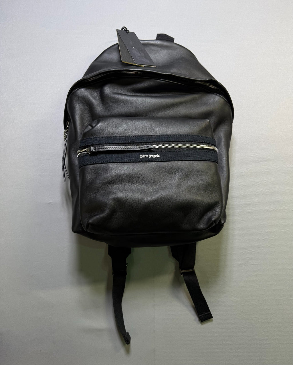 New Palm Angels Logo Backpack Unisex Black Leather Fashion Travel Outdoor Bag