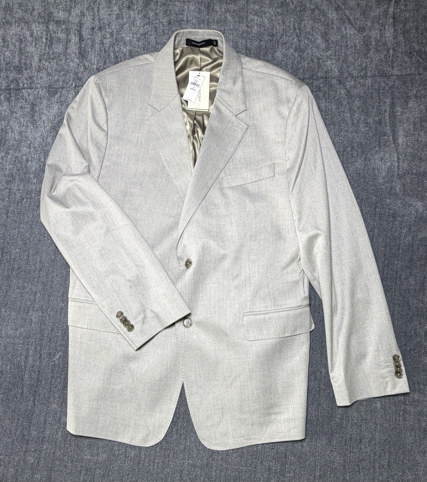 NWT Banana Republic Tailored-Fit Textured Suit Jacket Men's 46 Gray Notch-Lapel