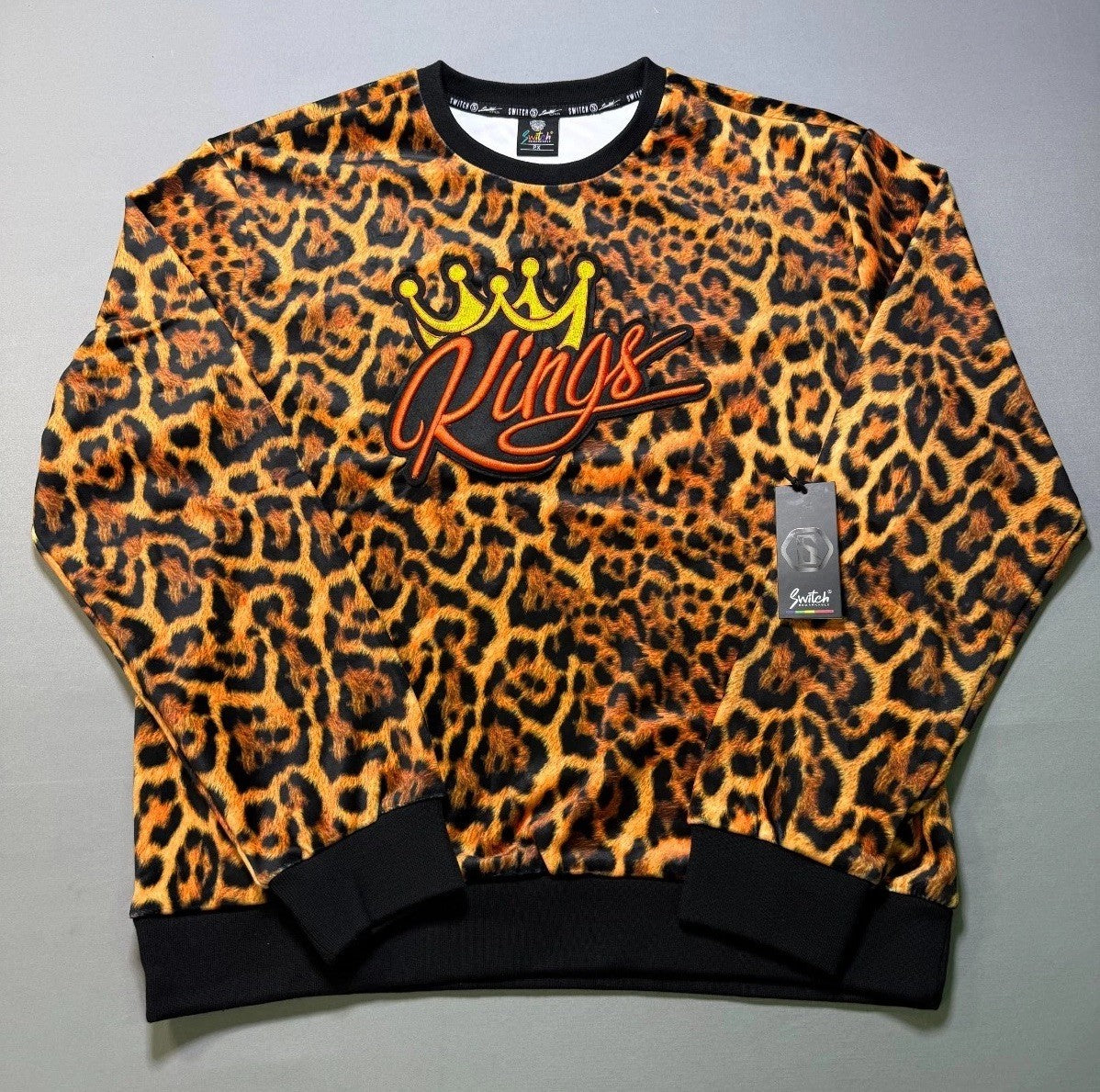NWT Switch Remarkable Kings Leopard Print Crew Neck Sweatshirt Women's 2X Timber