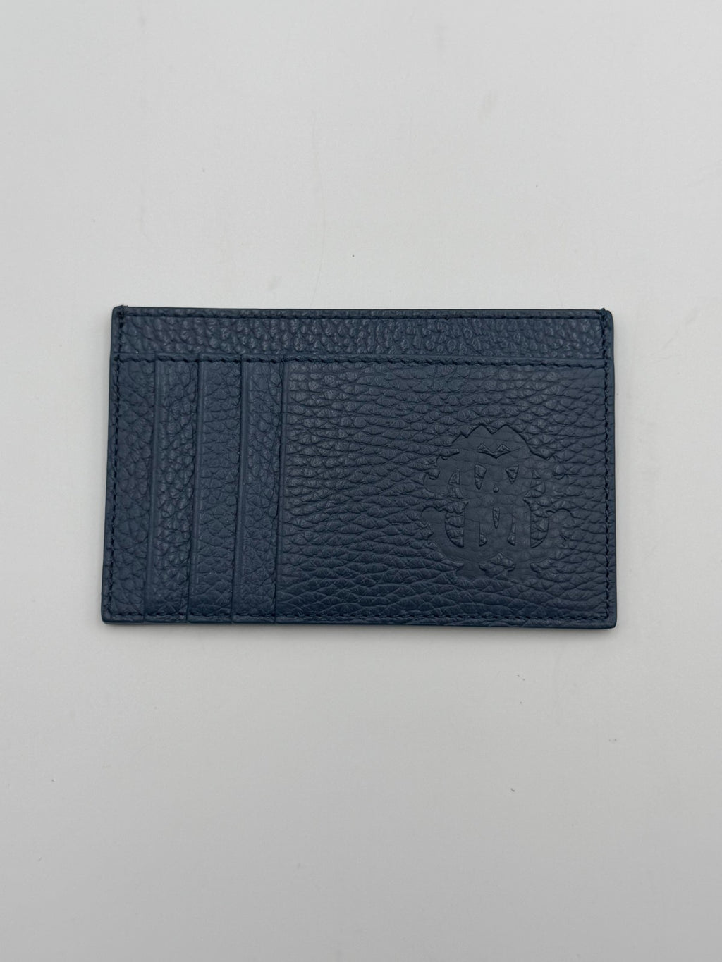 NEW Roberto Cavalli Card Holder Men's Blue Grained Leather Fashion Luxury Wallet
