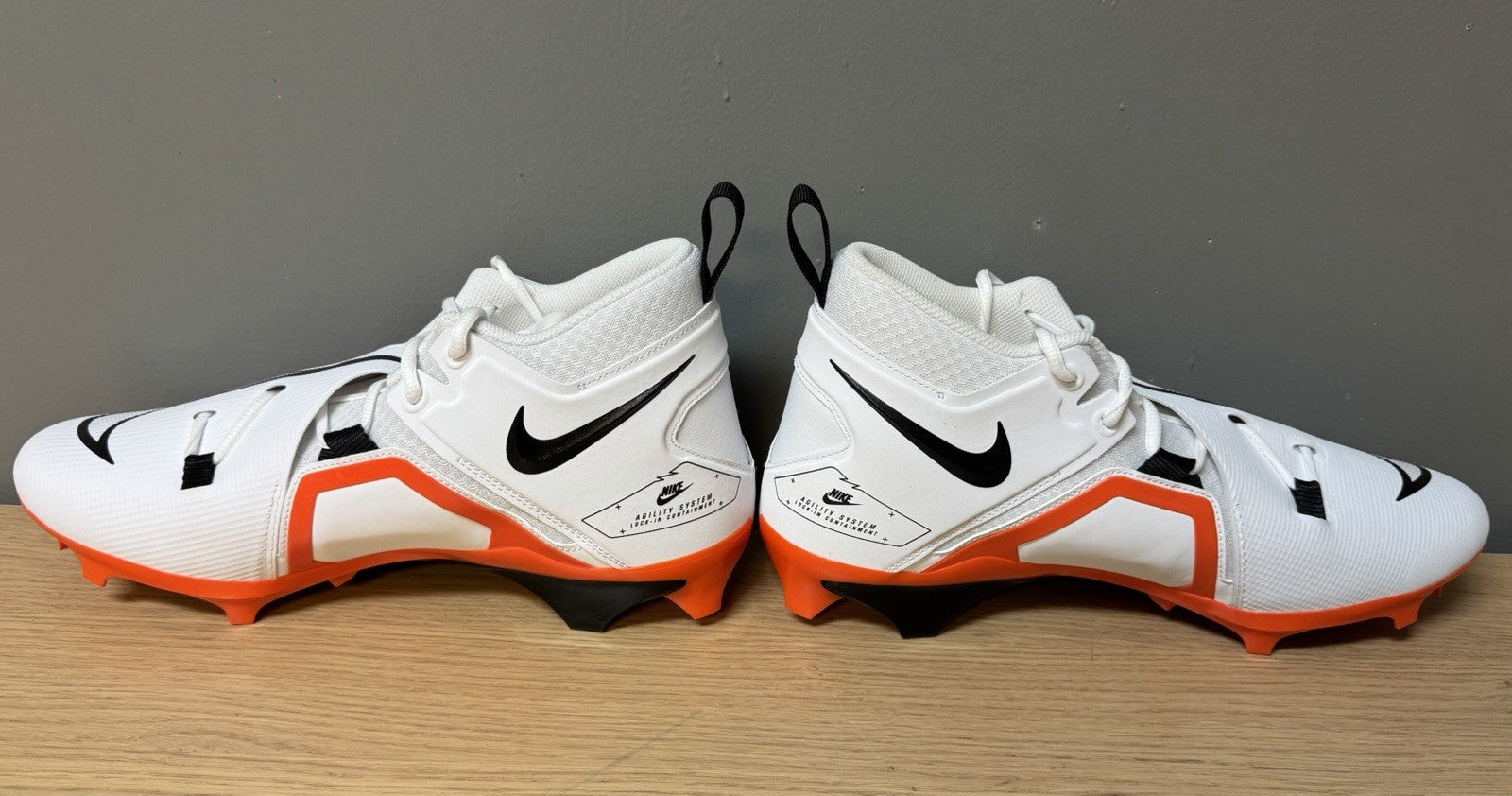 NEW Nike Alpha Menace Football Cleats MEN'S SIZE 13 White | Orange | Black