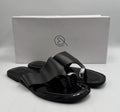 The Drop Camilla Wide Thong Flip Flop Sandal Women's 8.5 Black Vegan Leather