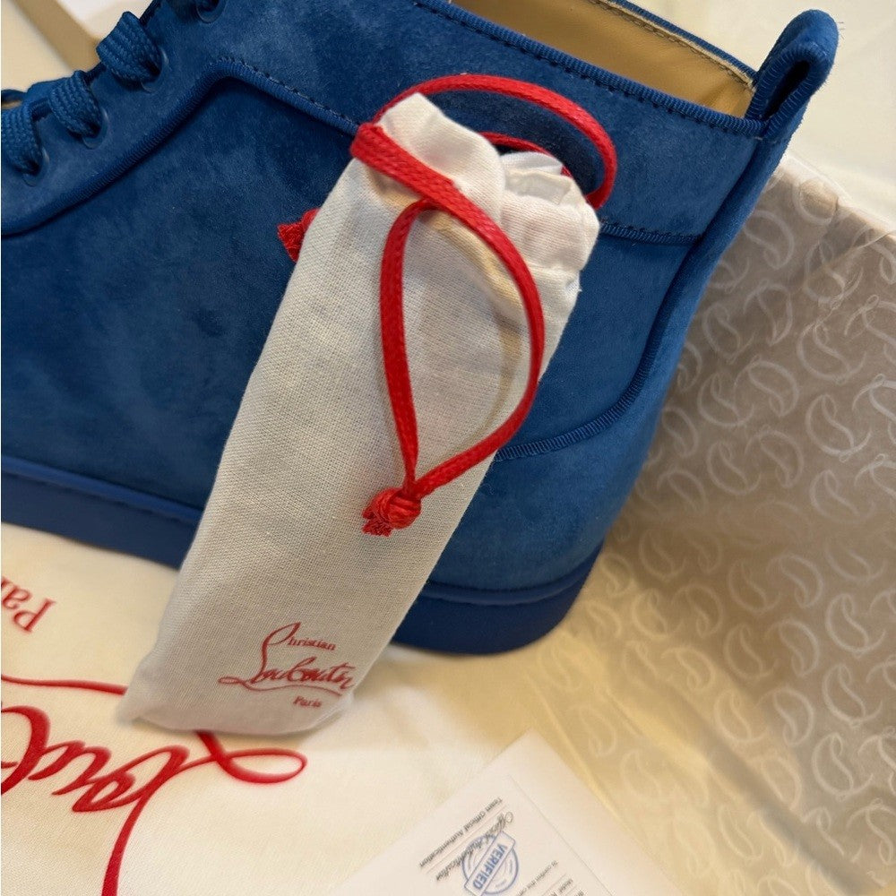 Christian Louboutin Louis Orlato Cobalt Suede Blue High Sneakers