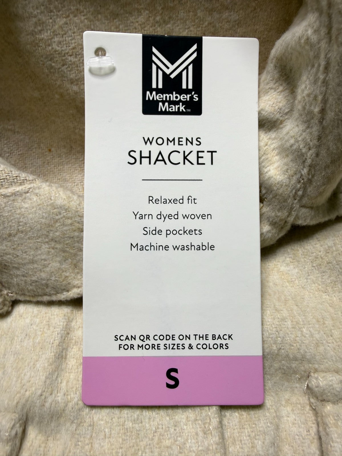 NWT Member's Mark Button-Front Shacket Women's Small Beige Flap Pockets Hipster
