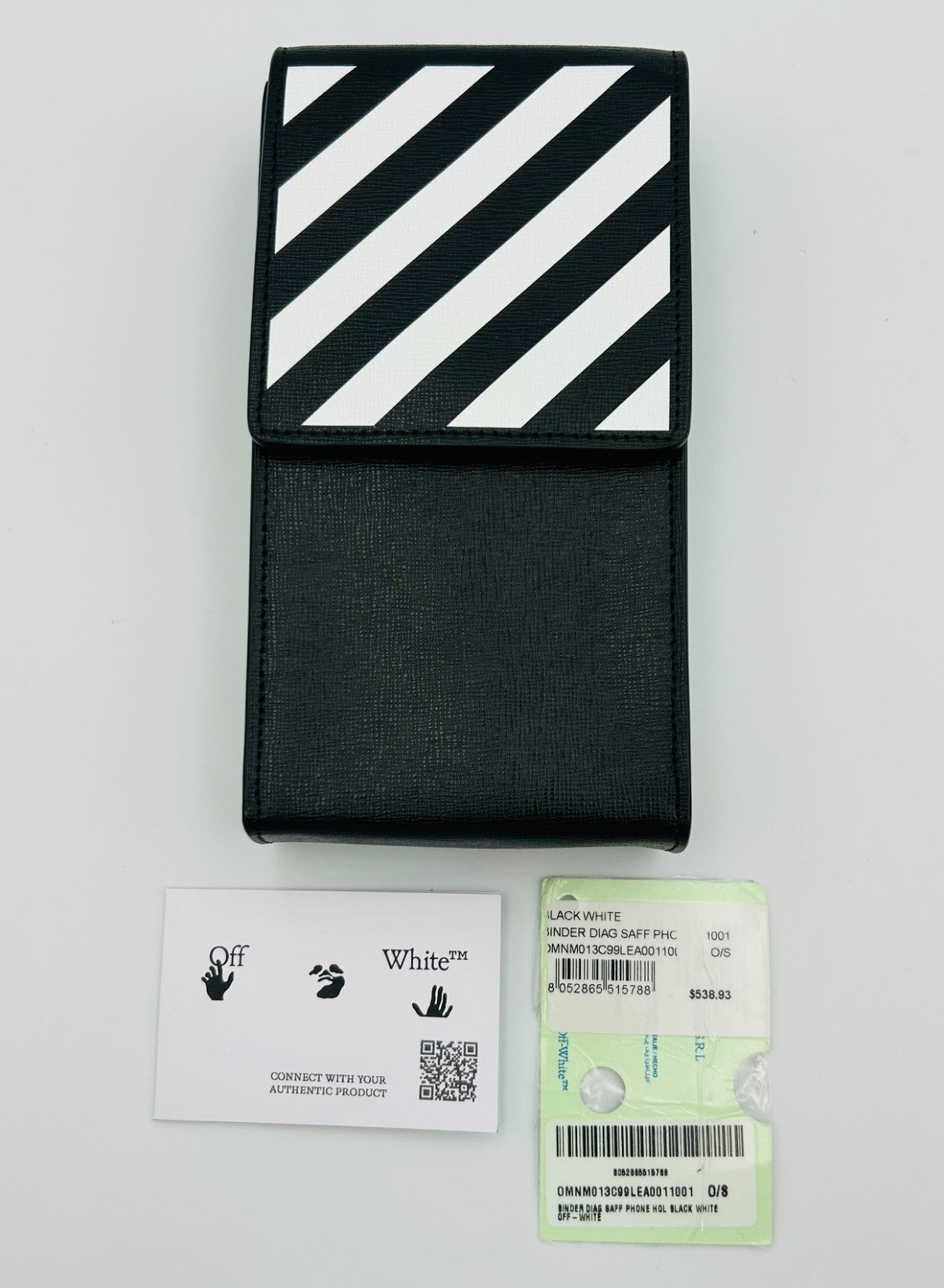 Off-White Binder Diagonal Stripe Print Phone Holder Men Black/White Lightweight