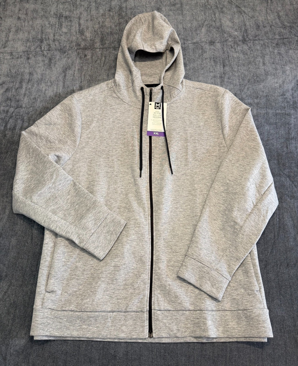 NWT Members Mark Everyday Full Zip Active Hoodie Men's 2XL Gray Long Sleeve