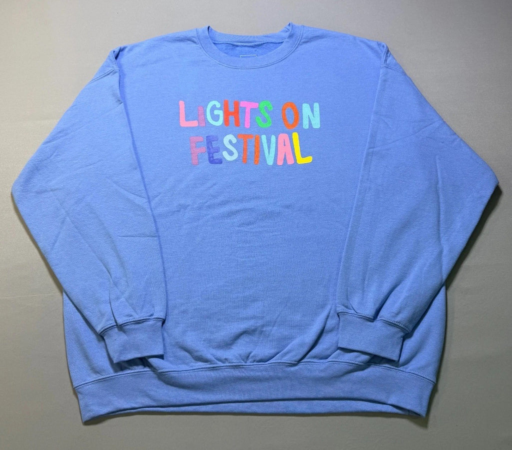 NWT Thread Shop Lights On Festival Sweatshirt Men's 2X Blue Crew Neck Pullover
