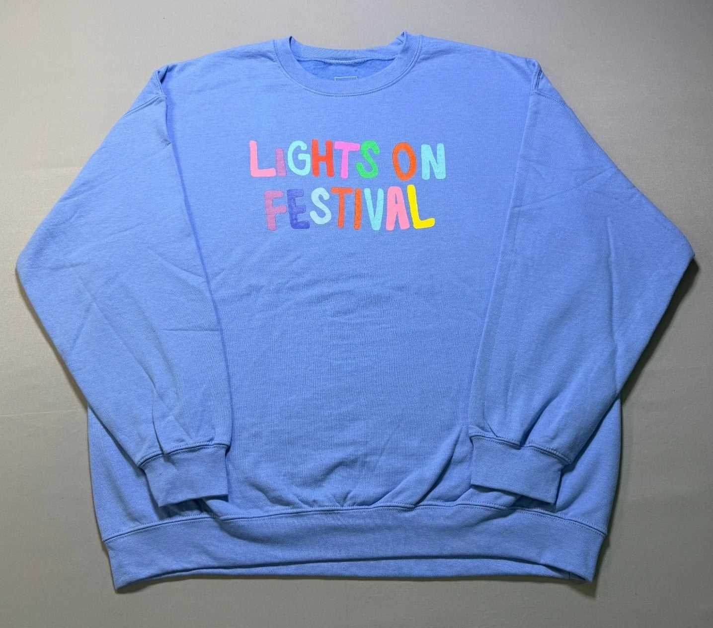 NWT Thread Shop Lights On Festival Sweatshirt Men's 2X Blue Crew Neck Pullover