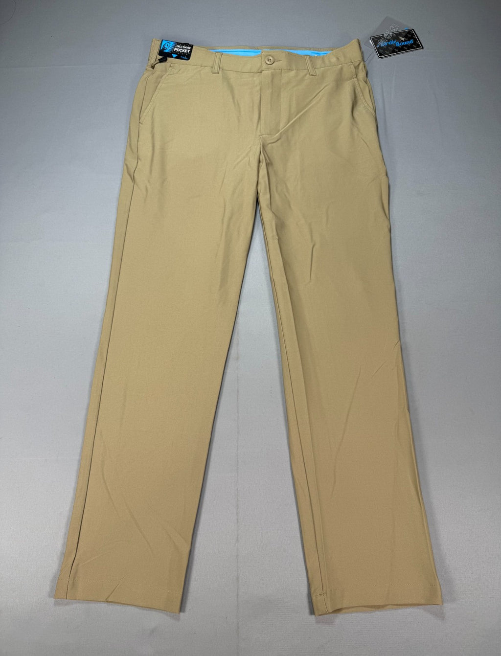 Birdie Bound Golf Chino Pants Men's 32x30 Khaki Flat Front Stretch Performance
