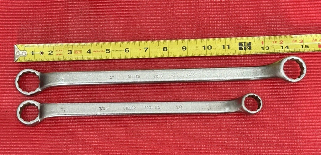 Vintage Giller Tools 2 PC SAE Box End Offset Wrench Set 12 PT Made in USA