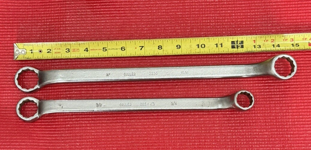 Vintage Giller Tools 2 PC SAE Box End Offset Wrench Set 12 PT Made in USA