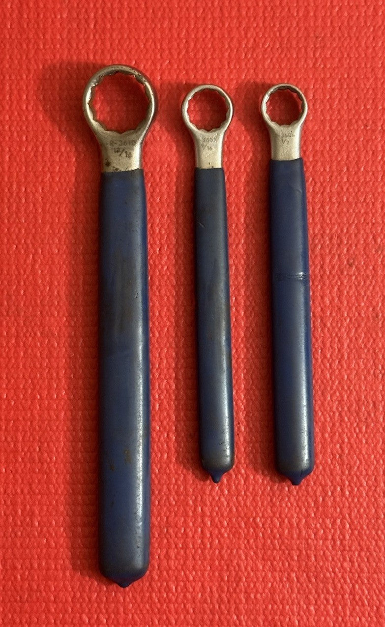 Vintage Western Electric R-3610 R-3607 R-3606 3pc Set Box Wrench Set Blue Handle
