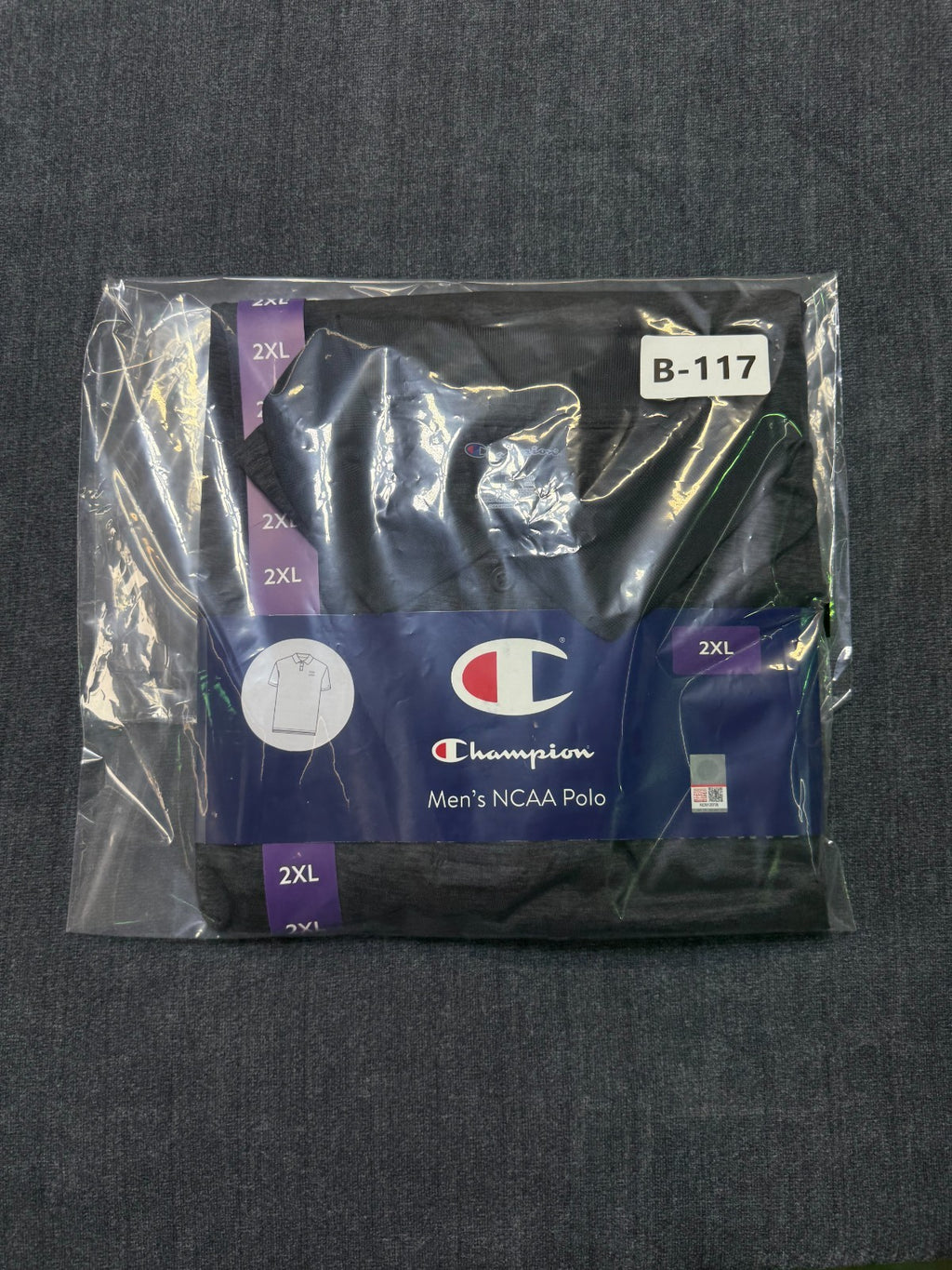 NWT Champion UCF Nights NCAA Polo Shirt Men's 2XL Black Short Sleeves Pullover