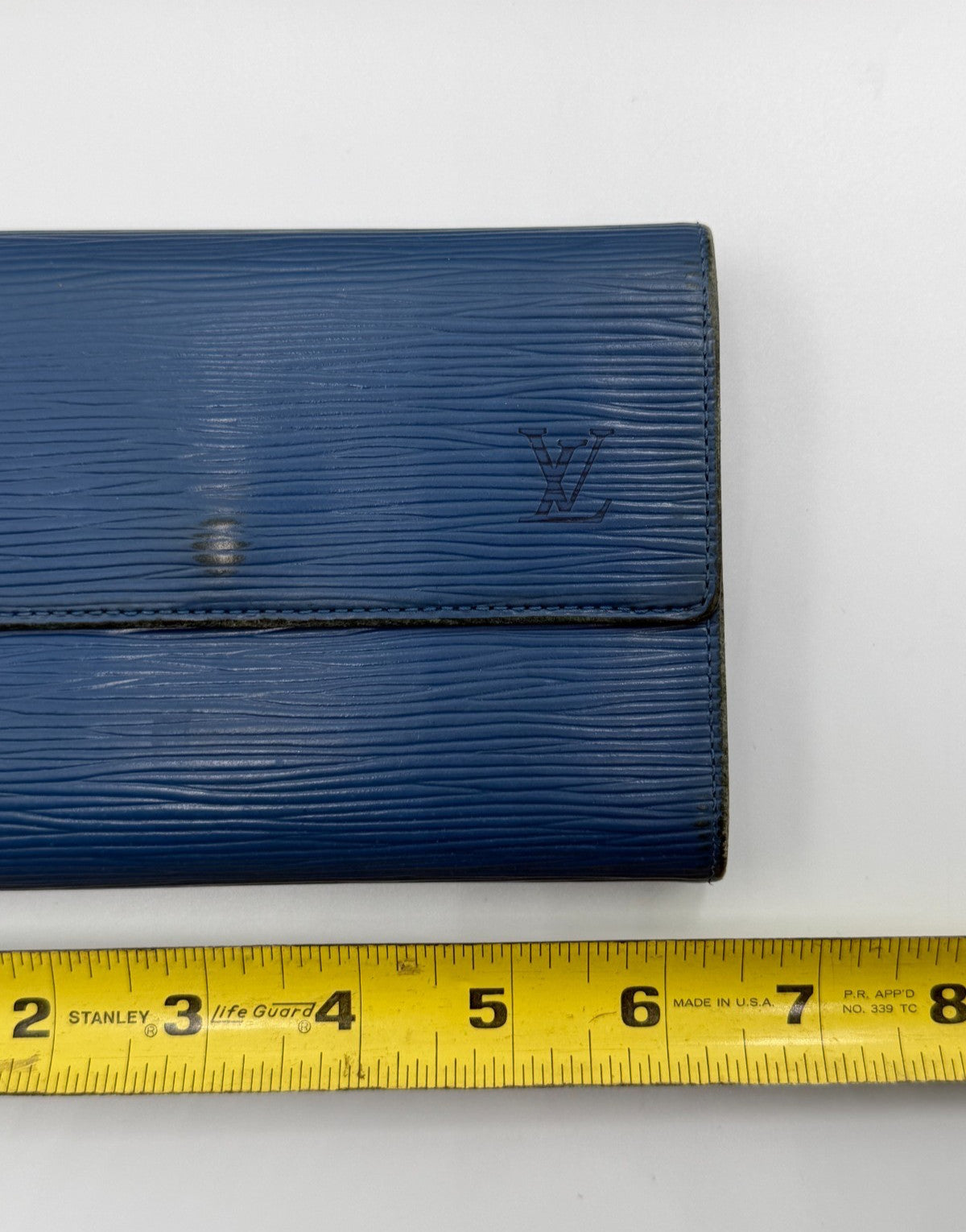 Louis Vuitton Blue Epi Leather Large Trifold Wallet Women's Inner Pockets