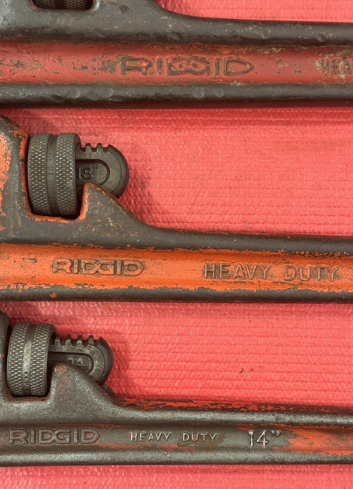 Ridgid Lot Of 3 Pipe Wrench Heavy Duty 24” 18” 14” The Ridge Tool Co Elyria USA