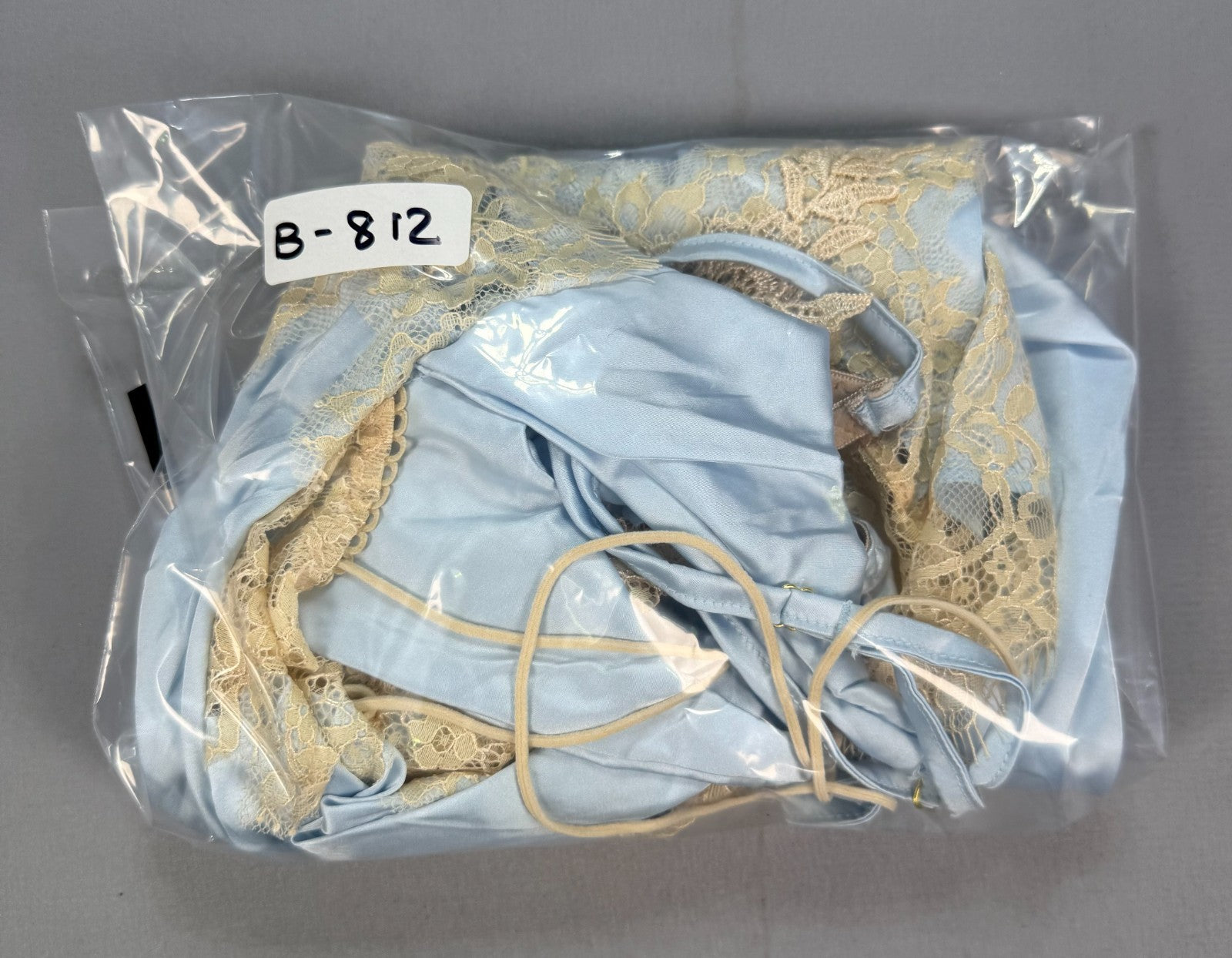 New Womens XL Light Blue Satin Lace G-String Thong Panties Sexy Sheer Underwear