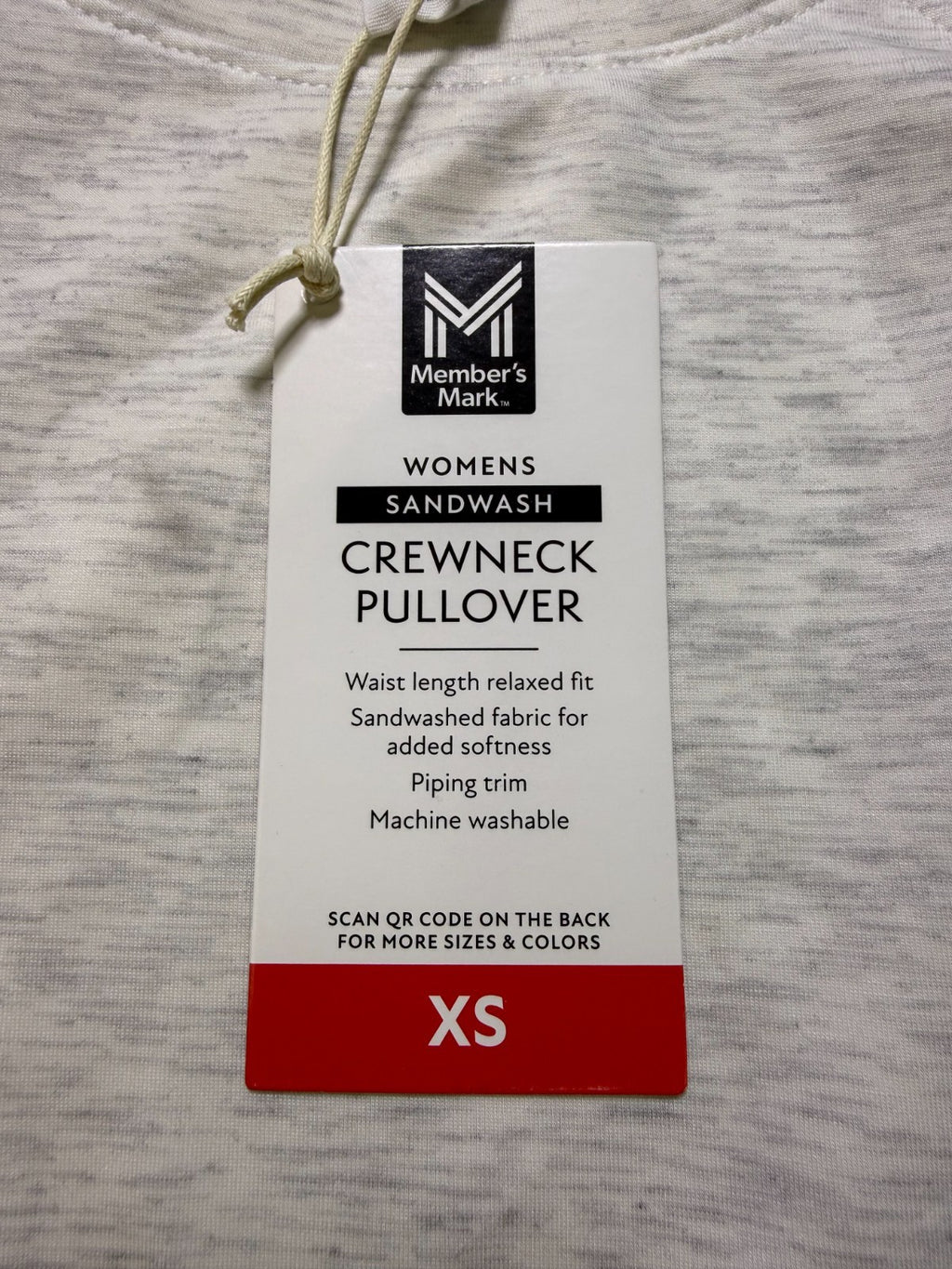 NWT Member's Mark Sand Wash Crew Neck Sweatshirt Women's XS Gray Casual Pullover