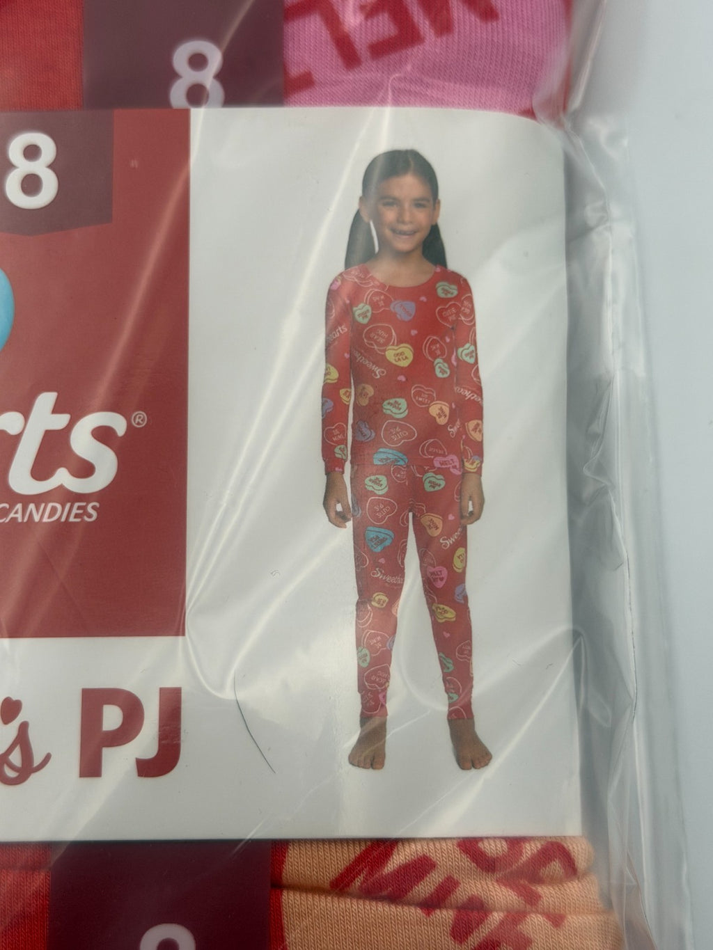 NWT Sweethearts Valentines Candy Hearts Print Pajama Set Girls 8 Red Casual Wear